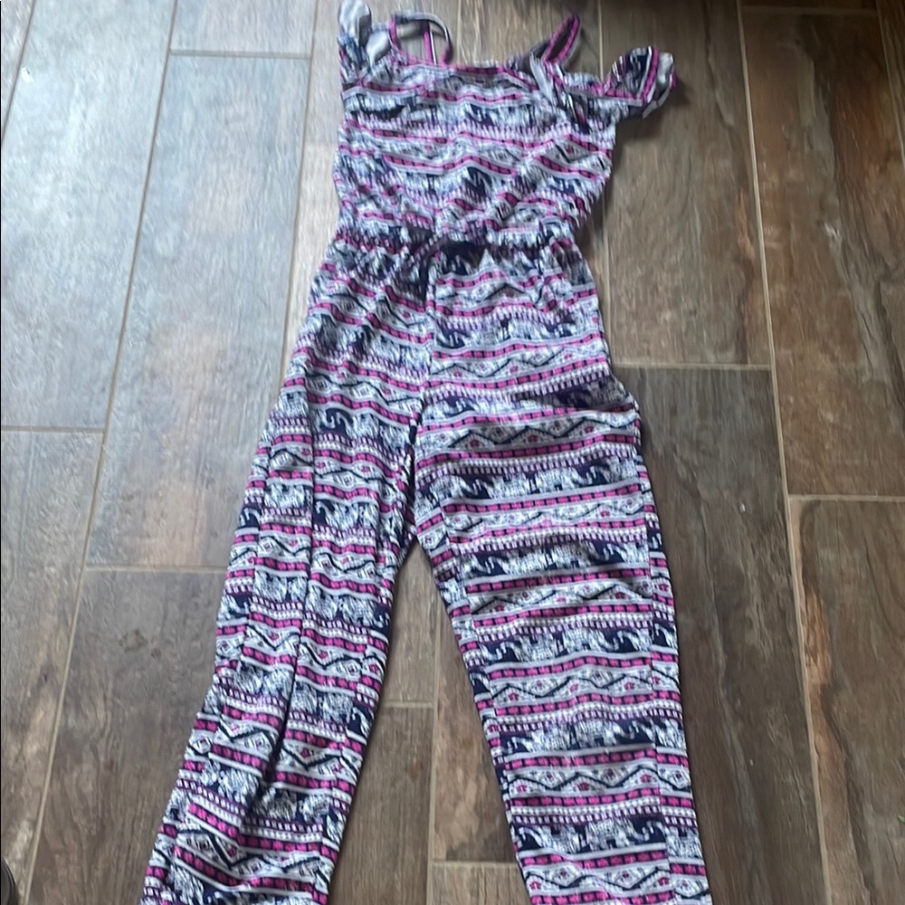 Poof! Pink and Purple Jumpsuit Vibrant Casual Wear girls
